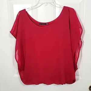 Berry Red Batwing Work Blouse - XL